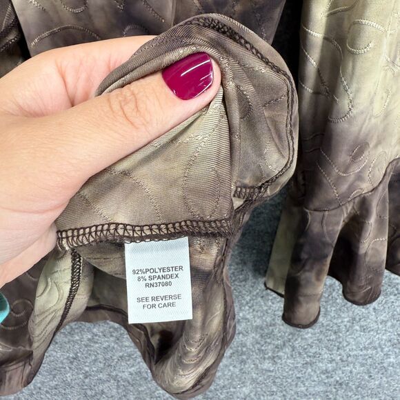 Cato Blouse Women XL Brown Colorblock V-Neck Long Sleeve Pullover Casual - Picture 4 of 7